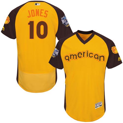 Orioles #10 Adam Jones Gold Flexbase Authentic Collection 2016 All-Star American League Stitched MLB Jersey